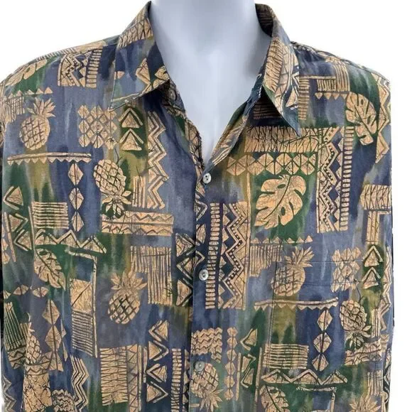 Tori Richard Camp Shirt Mens Sz XL Short Hawaiian Pineapple Casual Short Sleeve - Picture 2 of 5